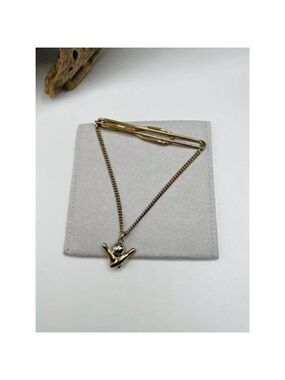 Vintage Swank Tie Bar Chain Bowling Charm 1950s